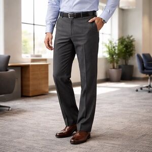 VINTAGE Perma Prest Flexslax 38x30 Charcoal Gray Dress Pants Wrinkle Resistant